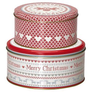 Round box - Dåsesæt December red set of 2