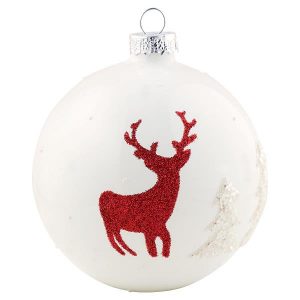 Ball glass Deer white hanging