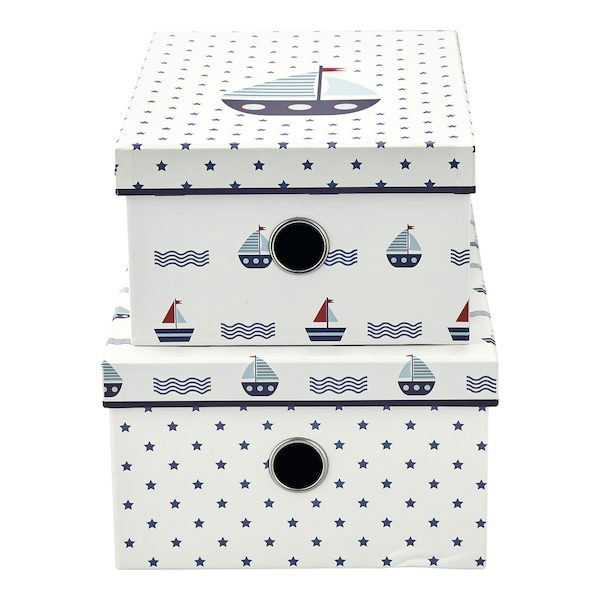 GreenGate Opbevaringskasser - Storage box Noah white set of 2 assorted